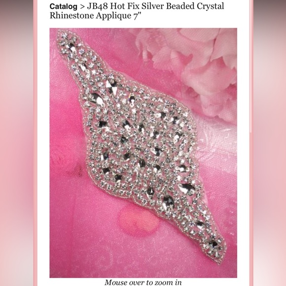 Accessories - silver beaded crystal rhinestone appliqué 7 inch bridal sash motif